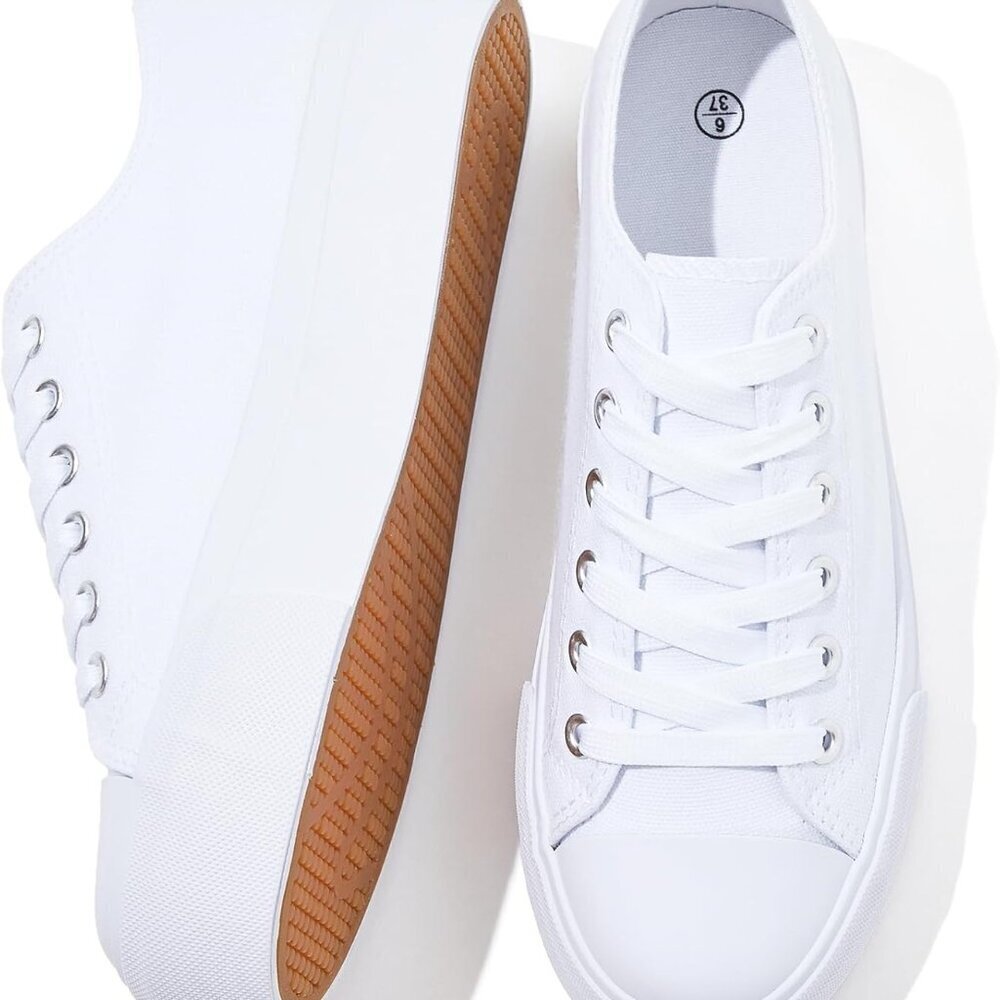 Women's Canvas Platform Sneakers 1.61 Inch Rubber Sole Casual Shoes